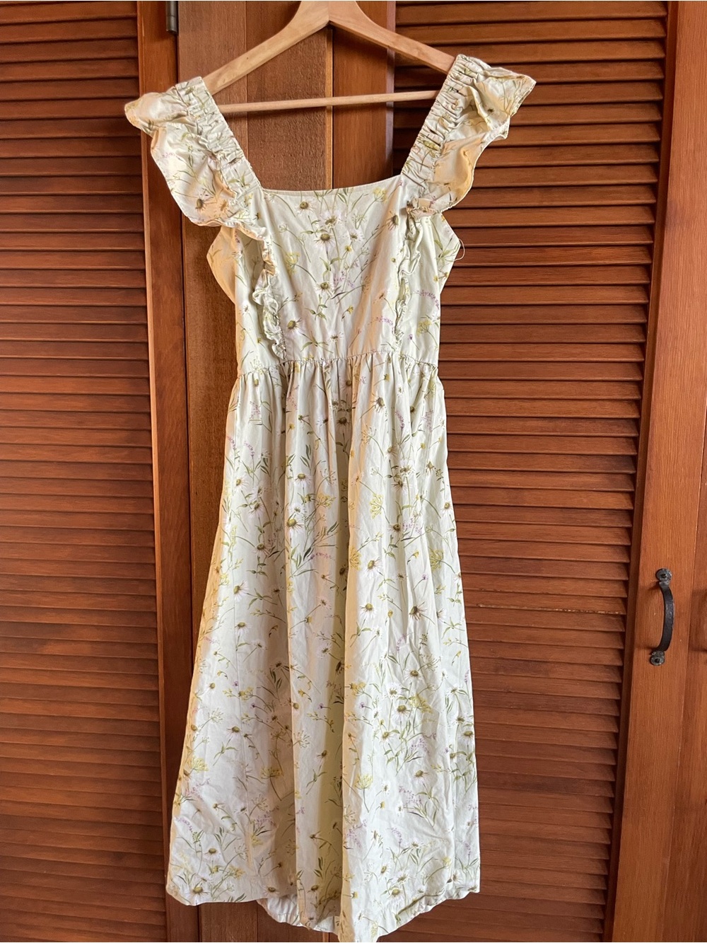 H&M Pale Green Floral Maxi Dress with Ruffle Straps
